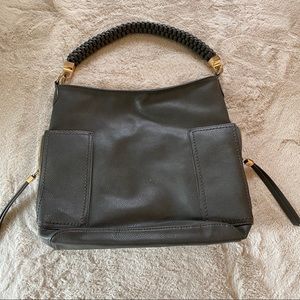 Madison West Grey Braided Handle Bag